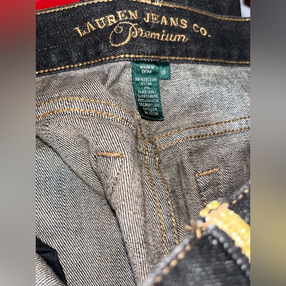 Ralph Lauren Womens Straight Leg Jeans Black Stretch Velvet Patch Embellished 10 - Picture 7 of 7